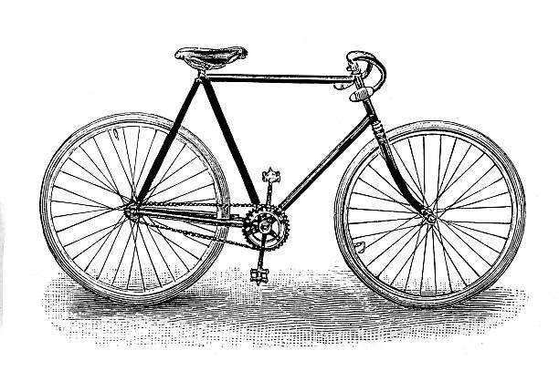 racing bicycle Antique illustration engraving of a racing bicycle cycling drawings stock illustrations