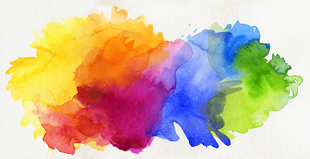 rainbow colored watercolor paints isolated on paper bright rainbow colored watercolor paints isolated on white paper art and craft stock illustrations
