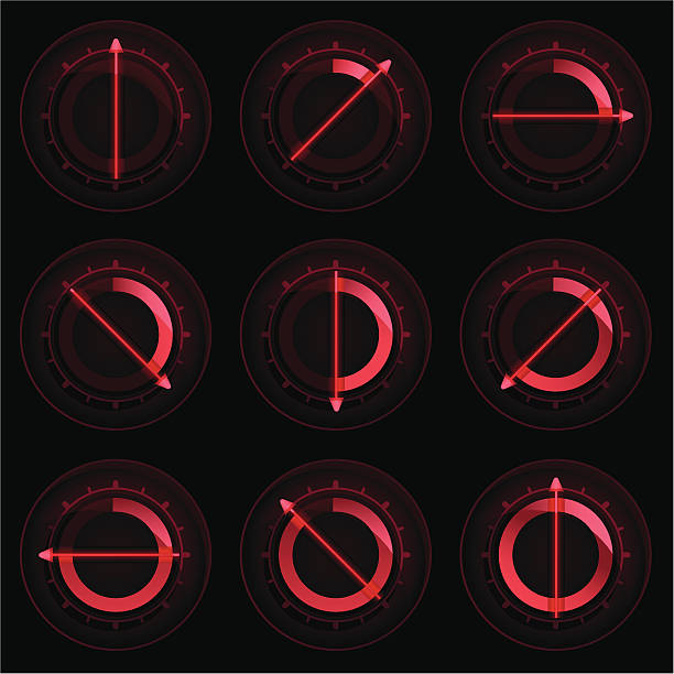Red Control Dials Red dials representing increase or decreasing a setting. shift knob stock illustrations