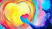 istock red heart love mind mental flying healing in universe spiritual soul abstract health art power watercolor painting illustration design 1382072093