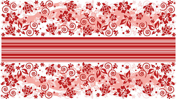 Red hibiscus panel topper vector art illustration