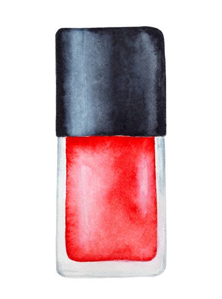 stockillustraties, clipart, cartoons en iconen met rode nagellak fles. - nail polish bottle close up