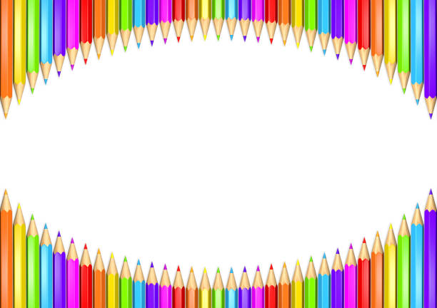 3D rendered illustration of a ring of rainbow colored pencils creating a circle shape isolated over white background. vector art illustration