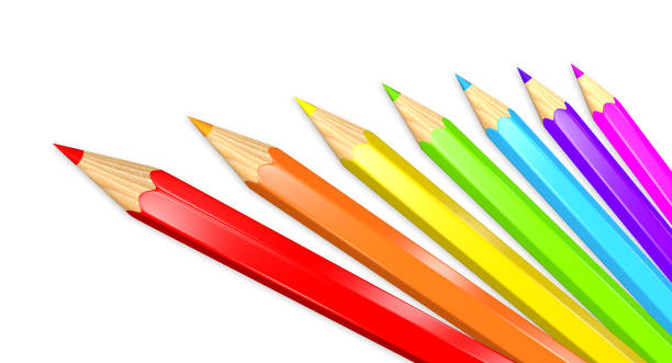 3D Rendered Illustration of seven colored pencils in a rainbow isolated over white. vector art illustration