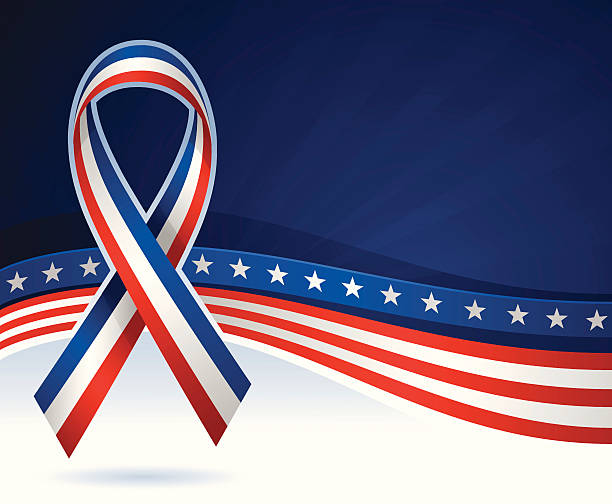 USA Ribbon Background USA ribbon background with copy space. memorial day background stock illustrations
