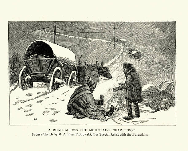 在塞爾維亞-保加利亞戰爭期間, 皮埃羅山上的路 - perotti 幅插畫檔、美工圖案、卡通及圖標