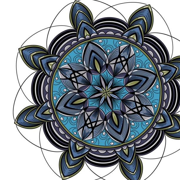 Round blue mandala vector art illustration