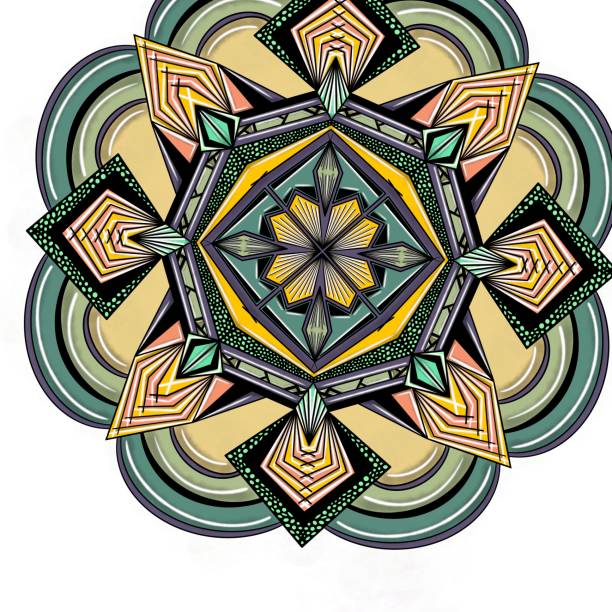 Round green mandala vector art illustration