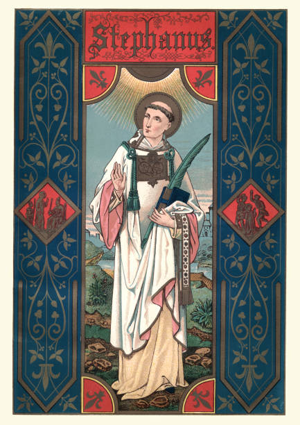 ilustraciones, imágenes clip art, dibujos animados e iconos de stock de saint stephen - saints