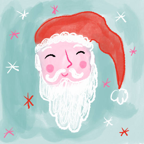 Santa Claus face drawing vector art illustration