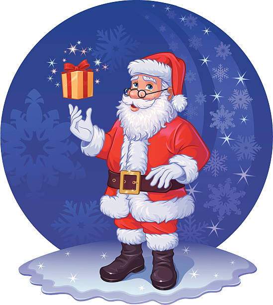 weihnachtsmann mit geschenk - nikolaus stiefel stock-grafiken, -clipart, -cartoons und -symbole