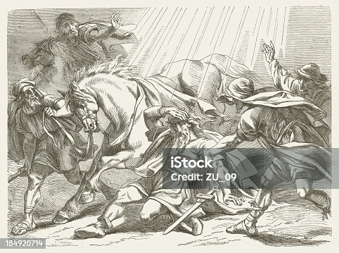 istock Saul's conversion (Acts 9), wood engraving, published in 1877 184920714