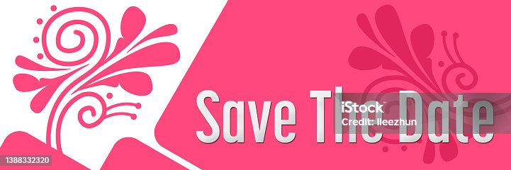 istock Save The Date Design Element Pink Left Rounded Box Horizontal 1388332320