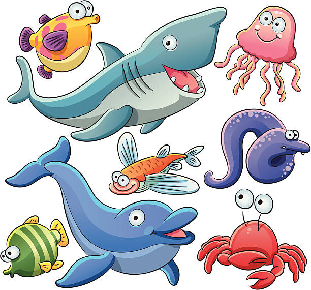 바다빛 동물과 컬레션 - 전기뱀장어 stock illustrations