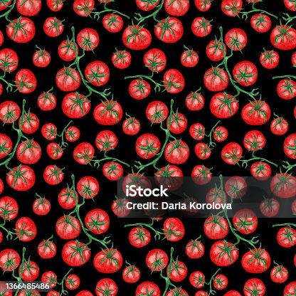 istock Seamless pattern with cherry tomatoes 1366485486