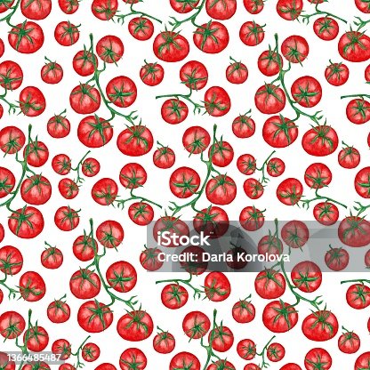 istock Seamless pattern with cherry tomatoes 1366485487