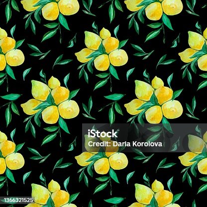 istock Seamless pattern with lemon branches and leaves 1366321525
