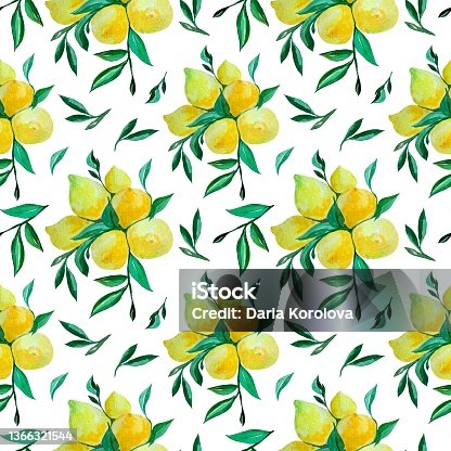 istock Seamless pattern with lemon branches and leaves 1366321544