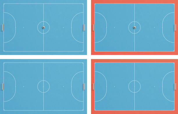 ilustrações de stock, clip art, desenhos animados e ícones de set of blue futsal court. flat design. - futsal