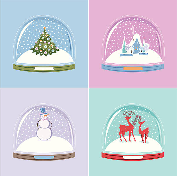 Set of Snow Globes vector art illustration