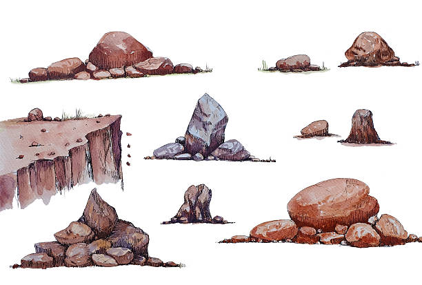 set of the stone vector art illustration