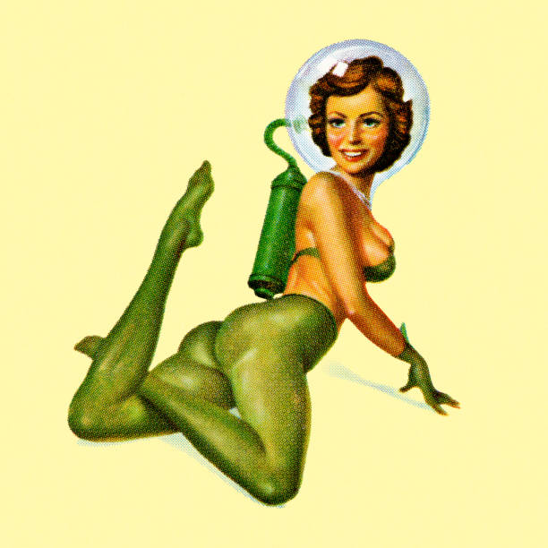 Sexy Astronaut Lady Sexy Astronaut Lady pin up girl stock illustrations