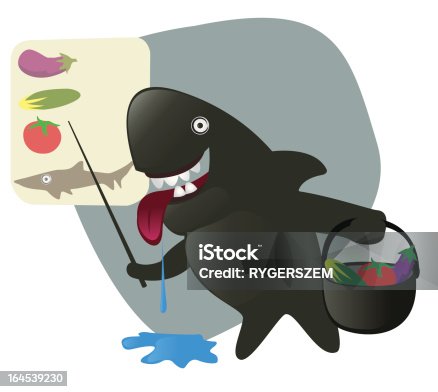 istock Sharky shark collecting ingredients for lunch 164539230