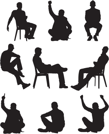 Silhouette of men in different poses