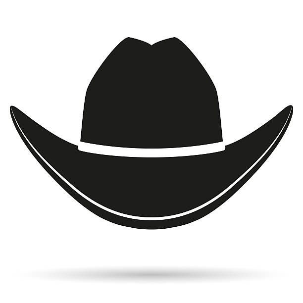Silhouette symbol of  cowboy hat Silhouette symbol of cowboy hat traditional symbol. Simple Illustration Isolated on white background. cowboy hat template stock illustrations