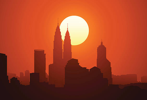Sityscape Vector illustration of Kuala Lumpur Skyline architecture silhouettes stock illustrations