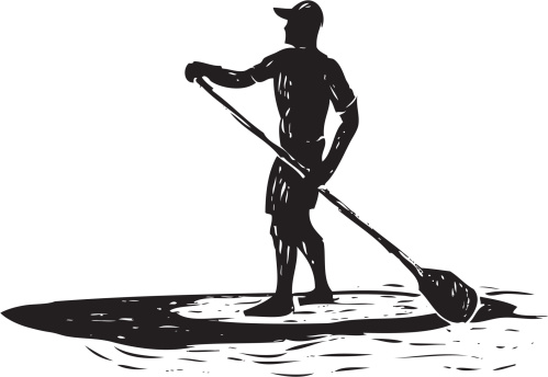 sketched stand up paddle surfer