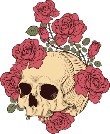 skull with roses