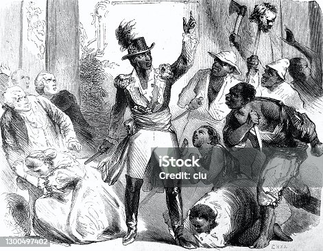 istock Slave rebellion in St. Domingo 1300497402
