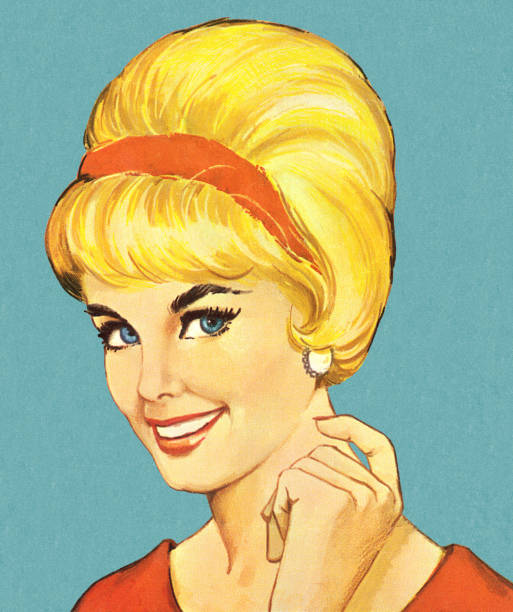 Smiling Woman With Bouffant Hairstyle Smiling Woman With Bouffant Hairstyle beautiful woman photos stock illustrations