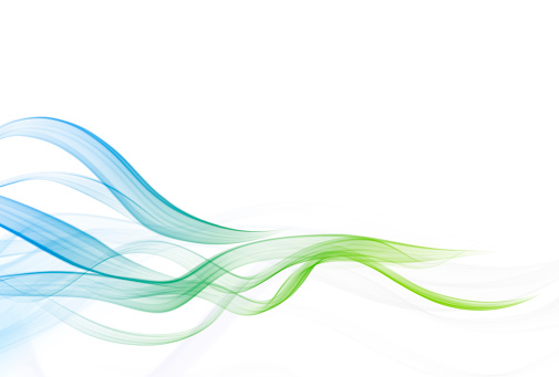 Smooth Abstract wave stream lines. Blue Green Curves Background with Copy Space