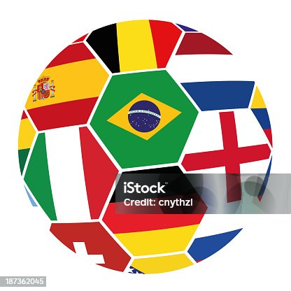 istock Soccer with Flags from World Cup 2014 187362045