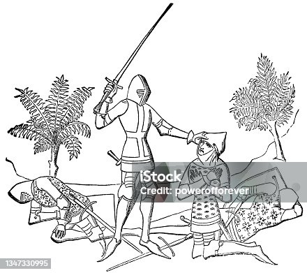 istock Soldier Being Knighted on the Battlefield - 13th Century 1347330995