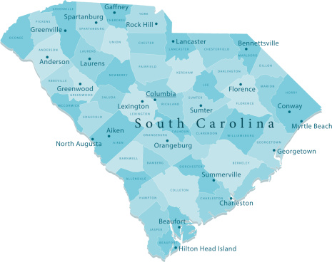 South Carolina Vector Map Regions Isolated