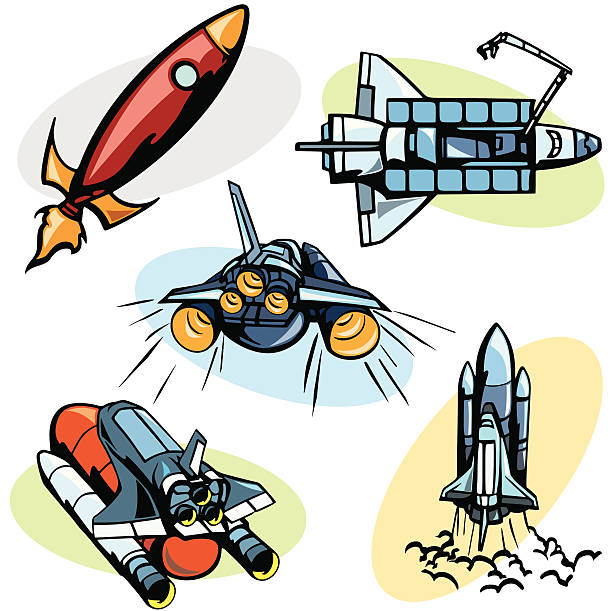 stockillustraties, clipart, cartoons en iconen met space illustrations: shuttles (vector) - fluisterboot