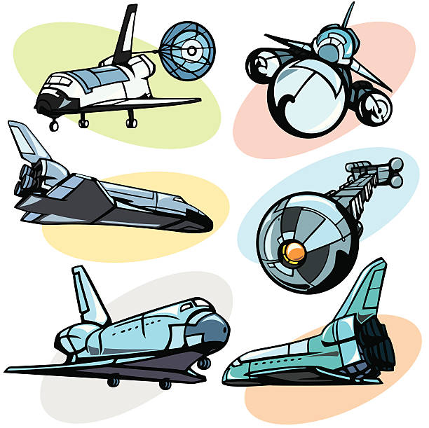 stockillustraties, clipart, cartoons en iconen met space illustrations v: shuttles (vector) - fluisterboot