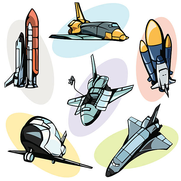 stockillustraties, clipart, cartoons en iconen met space illustrations vi: shuttles (vector) - fluisterboot