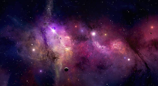 Space Universe Imaginary beauty of colorful nebula stars and universe planet space stock illustrations