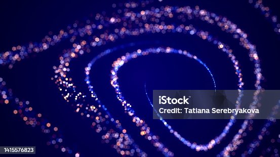 istock Sparkling Golden and Blue Particles Trail - Stars - Glittering particle effect animation. Award title seamless loop background. 1415576823