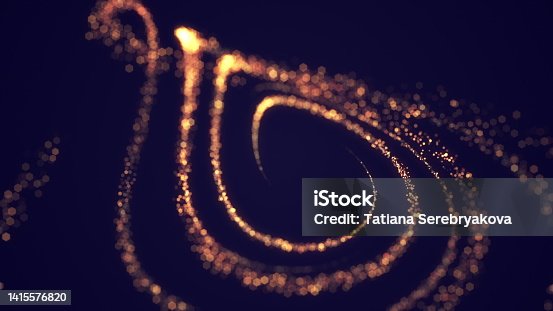 istock Sparkling Golden Particles Trail - Stars - Glittering particle effect animation. Award title seamless loop background. 1415576820