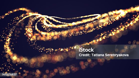 istock Sparkling Golden Particles Trail - Stars - Glittering particle effect animation. Award title background. 1415576837