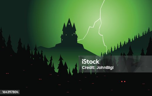 istock Spooky forest and castle 164397804