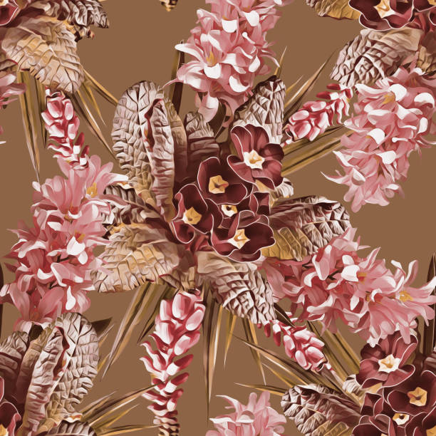 bildbanksillustrationer, clip art samt tecknat material och ikoner med våren blommor sömlösa mönster. - red hyacinth