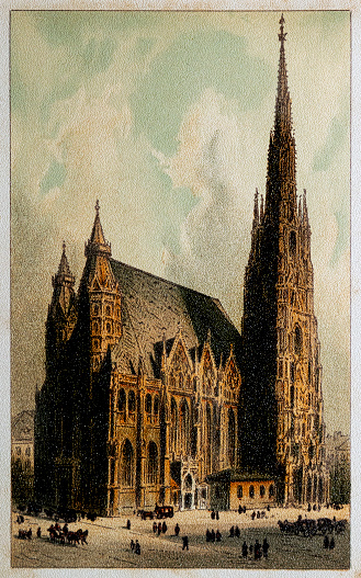 Illustration of a St. Stephen's Cathedral, 16th century, Vienna, Austria, Europe, Stephansdom