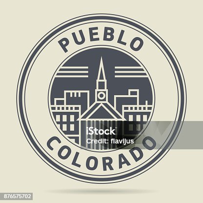 istock Stamp or label - Pueblo, Colorado 876575702