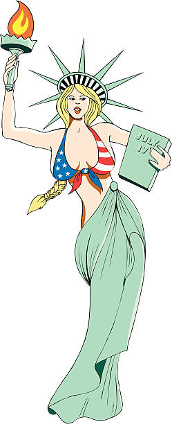 Statue of Liberty Cartoon Sexy Statue of Liberty Carnoon. Vector files in EPS and Corel. cartoon of a statue of liberty free stock illustrations